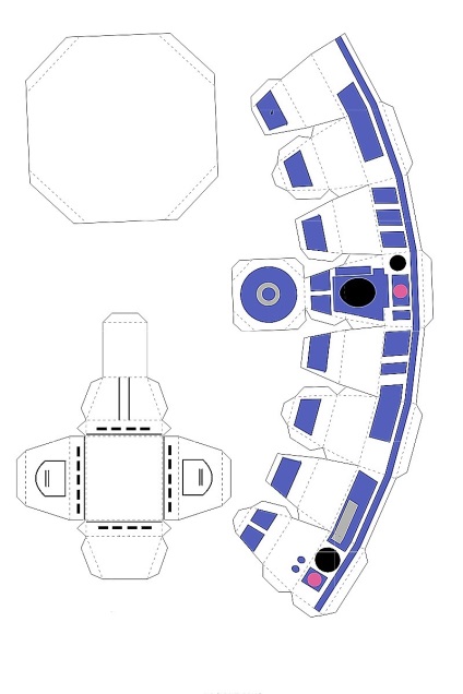 Robot r2-d2 al hârtiei - diagrame de piese și instrucțiuni pentru lipire