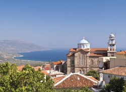 Samos, Grecia Privire de ansamblu a insulei de la 