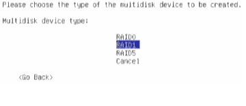 Crearea raid1 software-ului în faza de instalare a linux debian