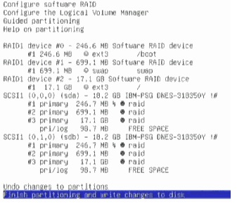 Crearea raid1 software-ului în faza de instalare a linux debian