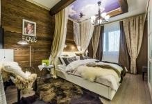 Dormitoare în stilul unui design de cabană și fotografie, interior într-un apartament, cu mâinile proprii în pod