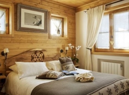 Hálószoba faház stílusú belsőépítészeti a fotó és videó