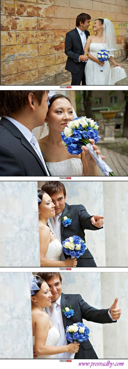 Nunta lui Ainura și Timur este un clasic elegant, cu un damasc turcoaz albastru
