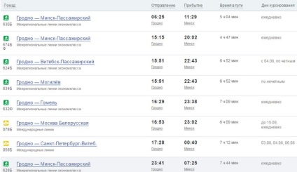 Toate transporturile pe ruta Minsk-Grodno