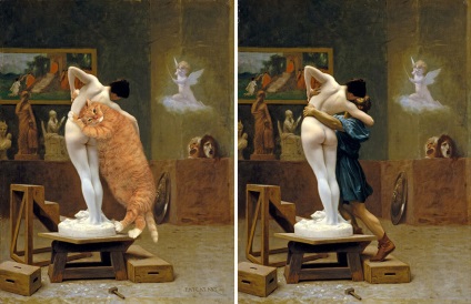 Artistul din Rusia adaugă pisica roșie groasă la faimoasele picturi