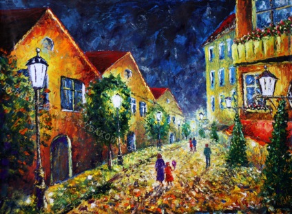 Szabad óra festészet éjszakai városkép