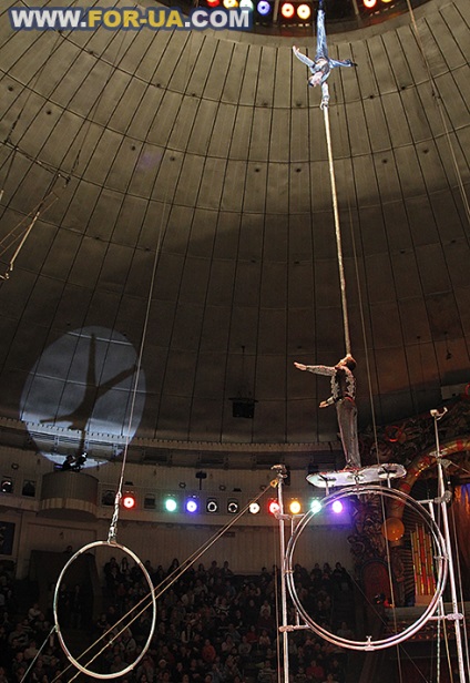 Circus backstage, amit ő - egy házat, és négylábú cirkuszi (Nemzeti Cirkusz Ukrajna