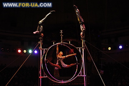 Circus backstage, amit ő - egy házat, és négylábú cirkuszi (Nemzeti Cirkusz Ukrajna