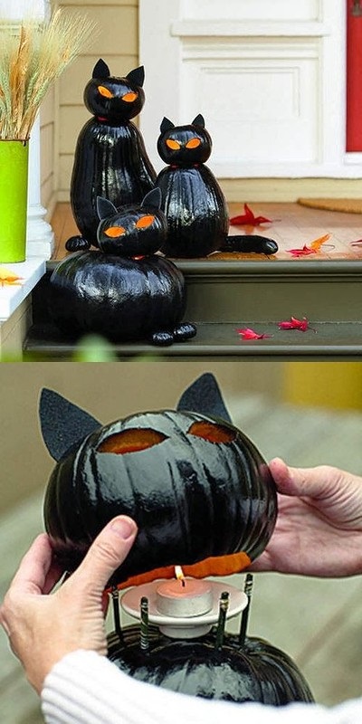 Decor pentru Halloween - pisici negre, vii interesante