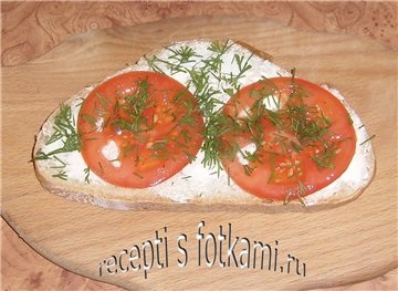 Hot szendvics paradicsommal és sajttal kemencében - lépésről lépésre recept fotók