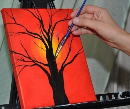 Cum de a desena un copac la apus - desen - desen cu guașă