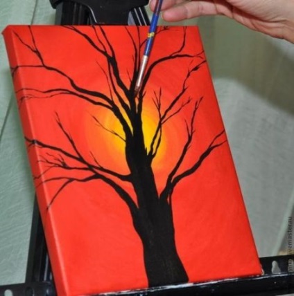Cum de a desena un copac la apus - desen - desen cu guașă