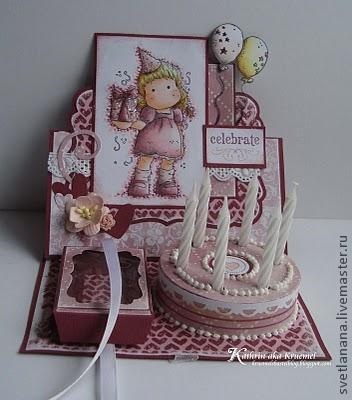 Card egy torta mintájára - a tisztességes iparos - kézzel készített, kézzel készített (szalag) Card egy torta mintájára - a tisztességes iparos - kézzel készített, kézzel készített