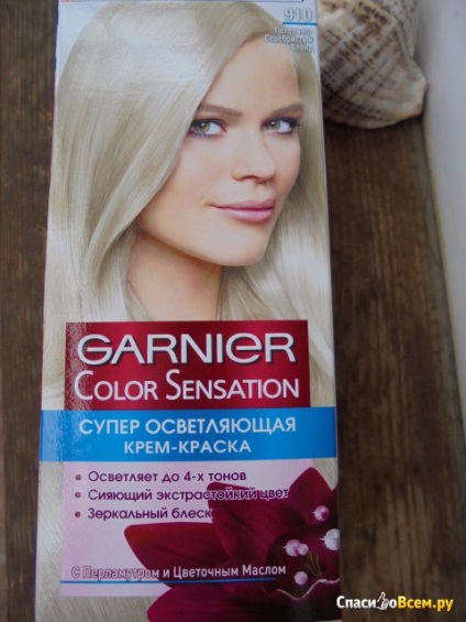 Прегледайте за крем-боя за коса Garnier цвят усещане супер осветление 910 пепел сребро