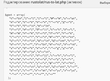 Plugin pentru înlocuirea alfabetului chirilic cu link-ul constant al liniei wordpress