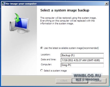 Restaurați ferestrele 7 din imaginea sistemului - produse software