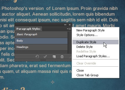 Stílusok text in photoshop cs6