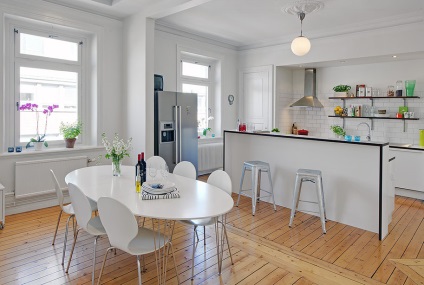 Bucătărie-cameră de zi de design de fotografie idei moderne combinate interior, stil și aspect, reparații cameră