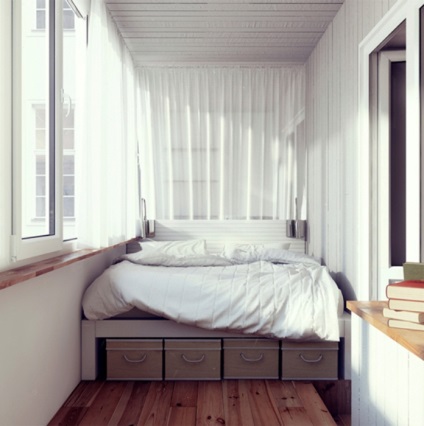 Tervezz egy hálószoba erkéllyel - egy fénykép és néhány trükköt
