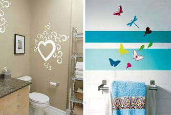 Design de baie cu pereți vopsite