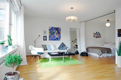 Interiorul unui apartament studio ca spațiu de zonare