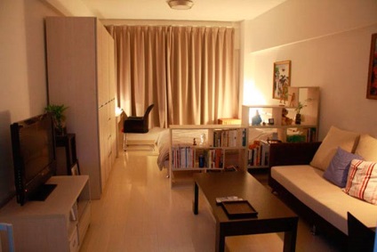 Interiorul unui apartament studio ca spațiu de zonare