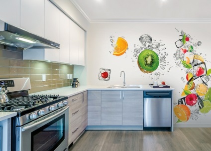 Wallpaper cu fructe pentru bucatarie, portocale, lămâi, măsline