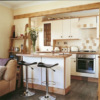 Aspectul camerei de bucătărie - modul de combinare a 2 interioare (65 de idei de fotografie)