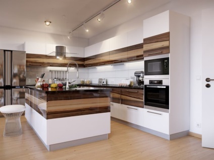 A konyha-nappali elrendezése - hogyan lehet kombinálni a 2 belső (65 fotó ötlet)