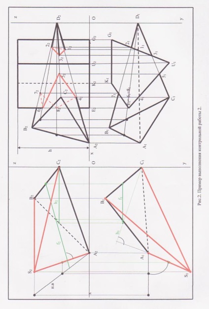 Construiți proiecțiile piramidei, a cărei bază este triunghiul avs