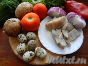 Salata de cartofi cu pește și castraveți murate - pregătim pas cu pas cu fotografia