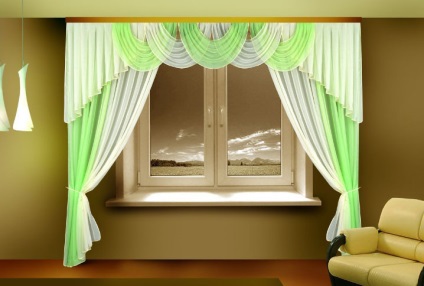 Függönyöket lambrequins a hall, a nappali, a fényképet a belső
