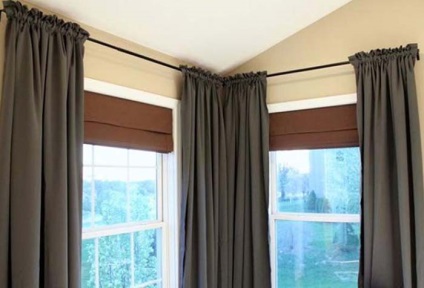 Пердета и завеси в ъгъла ъгъл на прозореца - тънкостите на текстилна  декорация