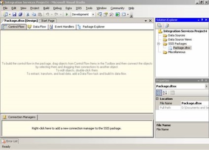 Utilities ssis in sql server 2005, studio de dezvoltare de business intelligence