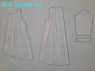 Modelul unui trapez rochie cu o diferență în lungimea fustei se coase