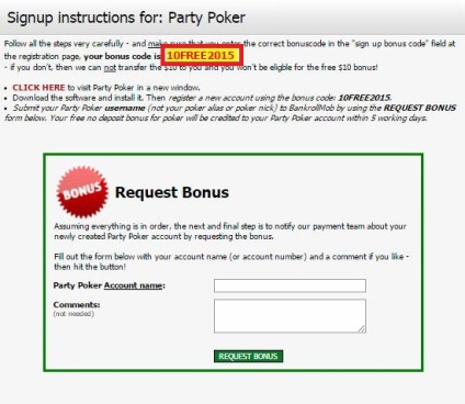 Nici un bonus de depunere de 10 $ la petrecerea de poker de la bankrollmob
