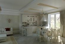 Bucătărie-cameră de zi de design într-o casă privată foto interior, cantină aspect, combinat cu o sală