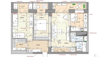 Proiectarea unui apartament cu trei camere într-un turn al unui vulcan