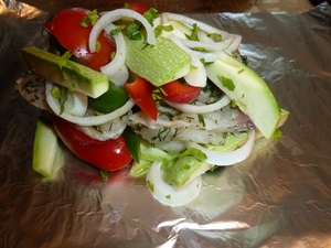 Sole filé zöldséges főtt fólia egy pár lépésről lépésre recept fotók