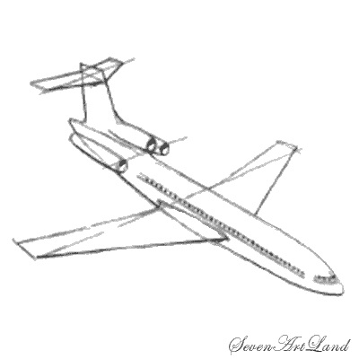 Cum de a desena un Boeing 727 în creion pas cu pas