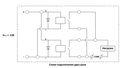 NAVTELECOM - conectarea a două relee la liniile de ieșire ale elementului dispozitivului