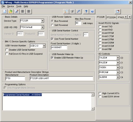 Proiecte pe microcontrolere avr - programarea programului cipurilor de memorie eeprom ft232rl