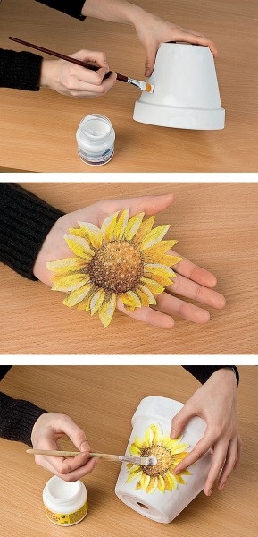 Díszítő virágcserepek kezük - és tervezési lehetőségeket