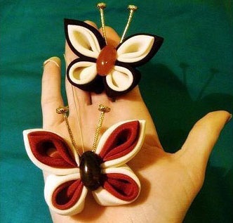 Elegant fluture Kanzashi făcute de mâini