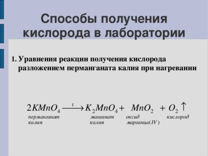 Obținerea oxigenului - chimie, prezentări