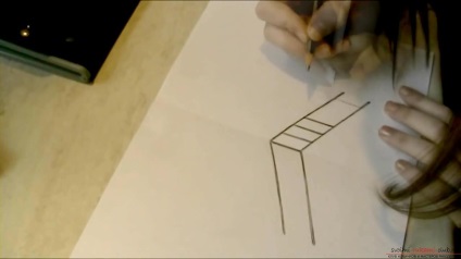 Un desen simplu al unui desen 3d, o imagine a unei scări, un creion pentru începători nu ia prea mult