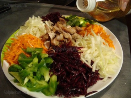 Salata de sfecla si morcovi cu varza si carne