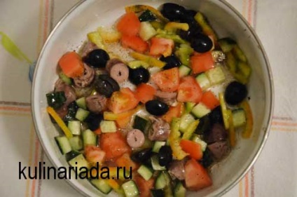 Saláta csirke szívek és zöldségek kulinariada