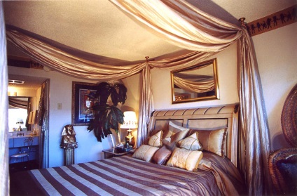 Dormitor în stil egiptean, design interior