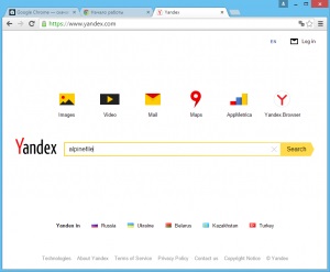 Yandex - pagina de start în browserul Google Chrome